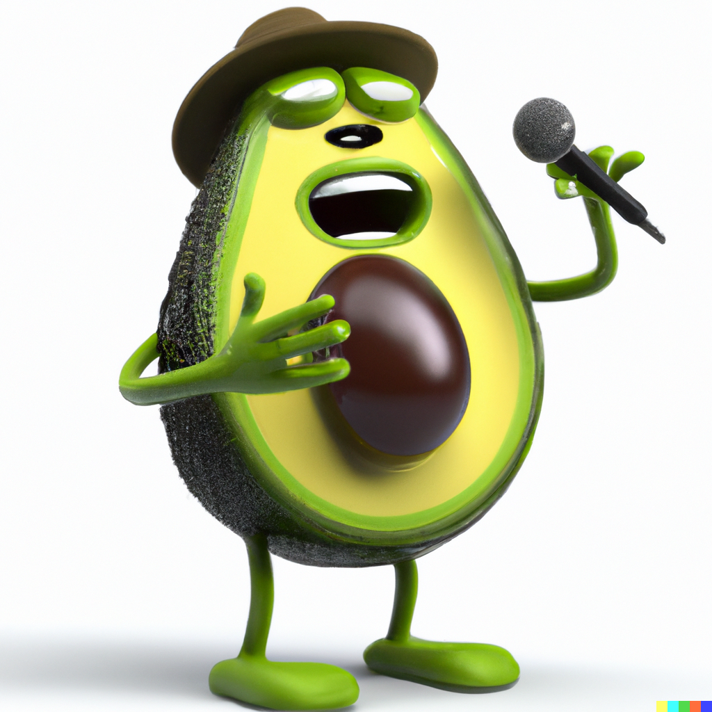 DALL·E 2023-04-15 19.30.35 - A 3d render of a jazzy avocado singing..png